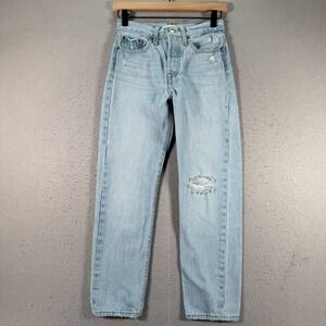 Vintage Levis Wedgie Straight Jeans Womens Juniors 24 Blue Lightwash Big E Denim